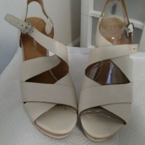 Brand new creme color leather wedge
